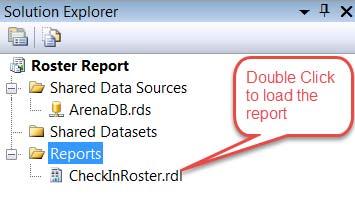 The report is added to the Solution Explorer: Double click to load the report.