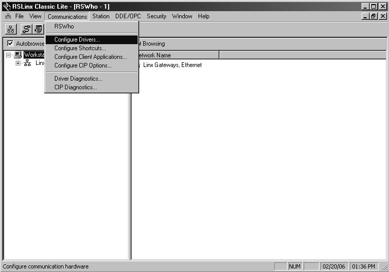 Application Examples 8-17 The driver configuration screen appears.