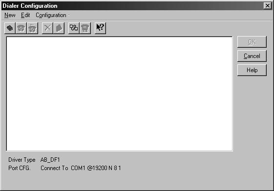 Application Examples 8-19 Modem Dialer Configuration Dialog The Modem Dialer configuration window serves two purposes; one as a phone book and the other as an operator.