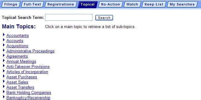 Main Topics Select a topic from the list of Main Topics.