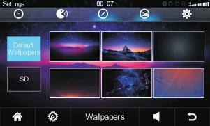 You can choose the wallpaper you like: up and down sliding can scan wallpapers, confirm and touch icon can finish setting.