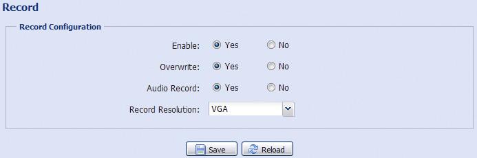 3.4 Record 3.4.1 Record In Record Configuration, you can: Enable or disable the alarm record function.