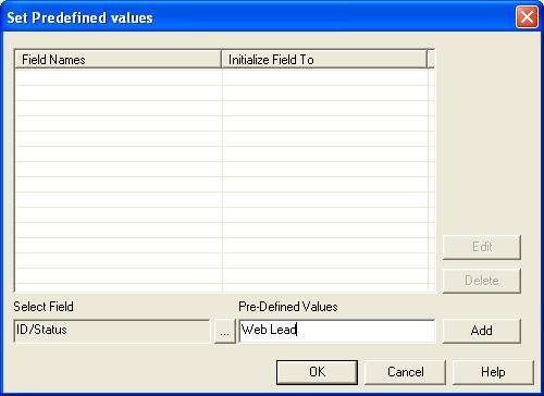 window, select the field to which you want to specify a predefined value by