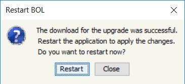 10. Once the updates have been completed the client, needs to restart the desktop Business Online application.