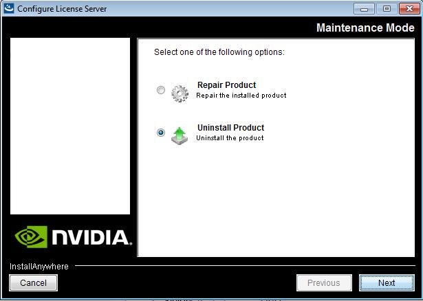 Uninstalling the NVIDIA vgpu Software License Server Figure 36 Running the License Server Uninstaller on