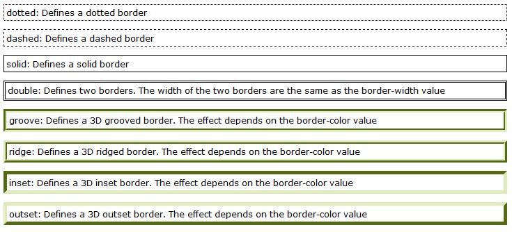 border-style values: