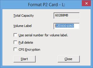 Figure 23 d Enter a checkmark to delete all data from a card. You can enter the checkmark only when using P2 cards or micro P2 cards.