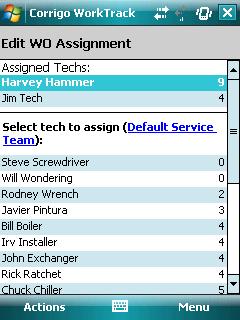 Supervisor Information Figure 16: Edit WO Assignment screen displaying primary, secondary and all available techs 4.