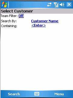 Supervisor Information Figure 20: Select Customer while creating a work order 4. Select Search (left soft key). Highlight your customer from the Search Results, the tap Select. 5.