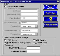 Chapter 7 - Using the MultiVOIP Software SNMP related operations can be performed only when the SNMP Agent is enabled on this dialog box.