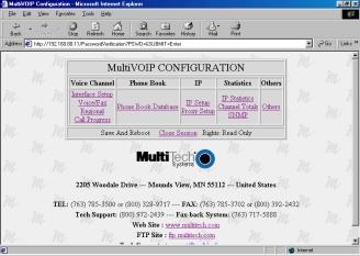 Once enabled, users can access the MultiVOIP by entering its IP address in the Address box of their Web browser. The following Web page appears.