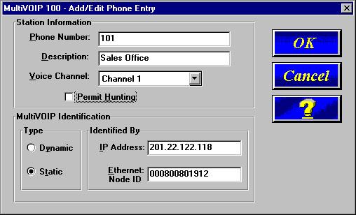 Chapter 1 - Introduction and Description Now, to add a phone number to the phone directory database, you bring up the Add/Edit Phone Entry dialog box.