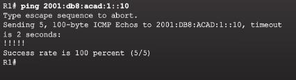interface brief show ipv6 route The ping command for