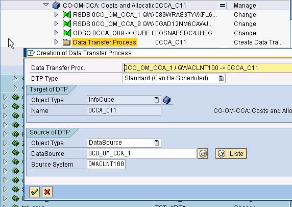 3.2 Load data into your InfoCube 1. Create a Data Transfer Process (DTP) to update the InfoCube with the data from the PSA.