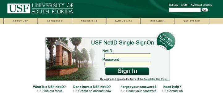 Getting Started LOGGING IN TO THE MY REVIEWERS TOOL To log in to My Reviewers, you will need your USF NetID and password, and access to a computer connected to the Internet.
