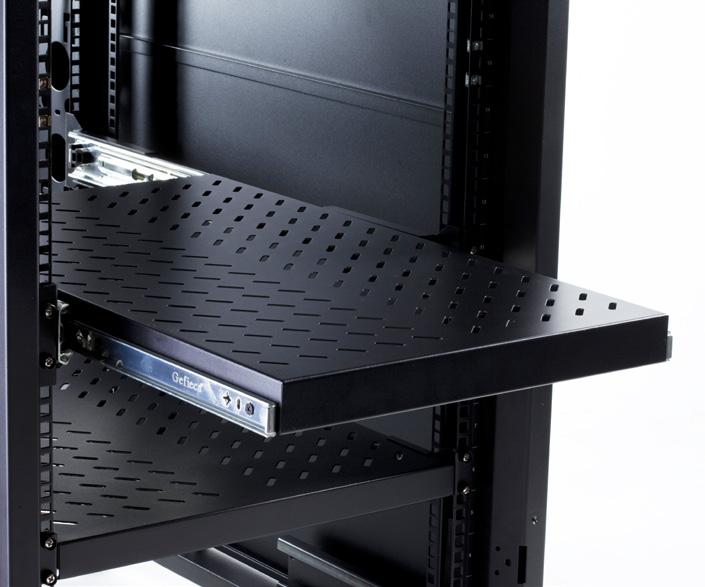 F-SERIES RACK RACK SHELVES Standard Fixed Shelf 19 Fixed Mounted Shelf F-Series 19 adjustable vented shelves provides added versatility and accessibility with load rating of 50kg.