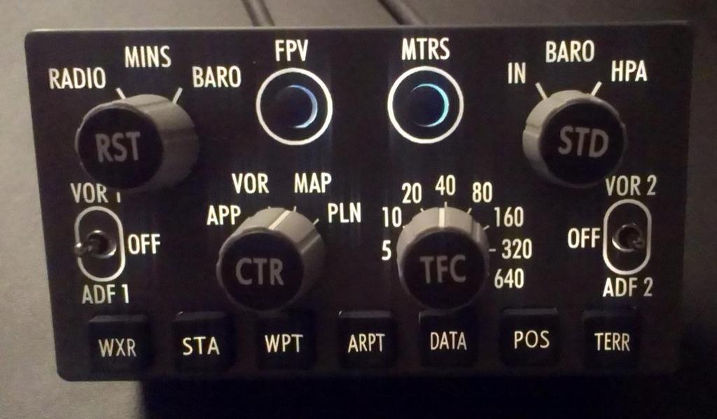 Bottom Left rotator is the Mode Selector that is directly connected to the NG(D) display and here the pilot can change the display to show various views as e.g. VOR and MAP etc.