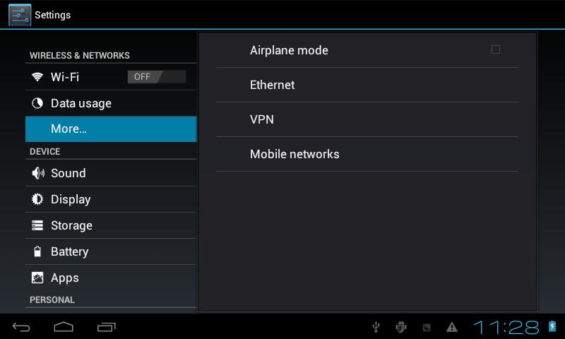 Data Usage Select to turn on/off Mobile data, Set mobile data limit.