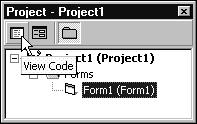 To open up the code window, you again have nine thousand ways of doing so. You can highlight an object in the Project Explorer and click on the View Code button in the project, as shown in Figure 5.