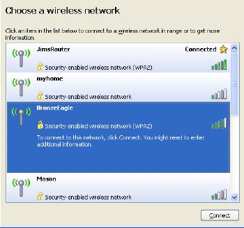 2. Click View Available Wireless Networks. A list of available networks will appear. 3. Click your own network name. Click Connect.