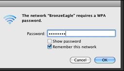 In the example below, the computer was connected to another wireless network named JimsRouter. The wireless network name of the router, BronzeEagle in this example, is shown selected. 3.