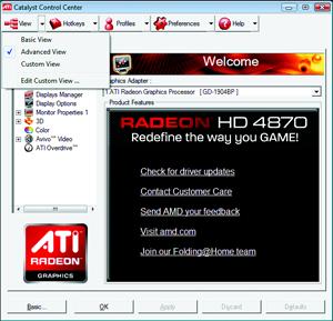 ATI Catalyst Control Center Advanced View The Advanced page allows you to configure all of the many available settings of your ATI graphics card.