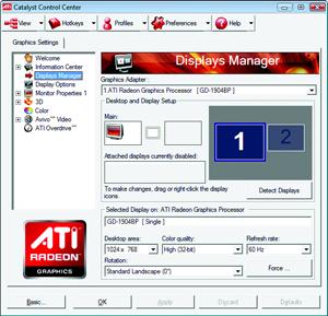Displays Manager: Displays Manager is the central location for configuring your display devices and arranging your desktop.