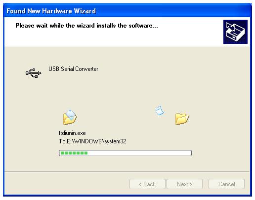 following screen appears as Windows XP