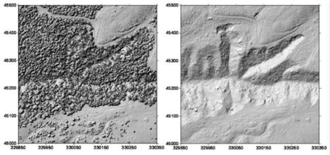 Lidar DEMs: The Block Minimum Method In general, Block Minimum has problems with shrub and understory or when canopy