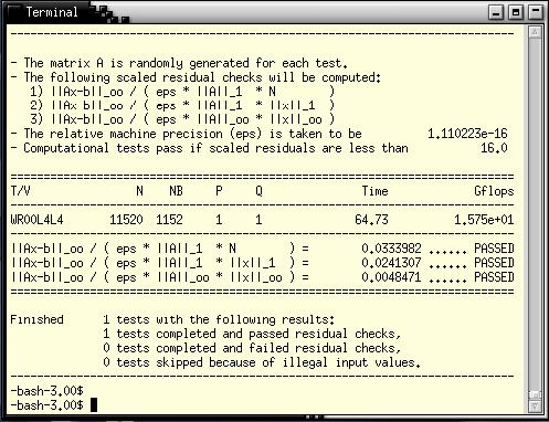 Profile of complete LINPACK run (x86 view) Overview of system performance during LINPACK run