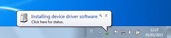 A pop up window will inform you that the device driver