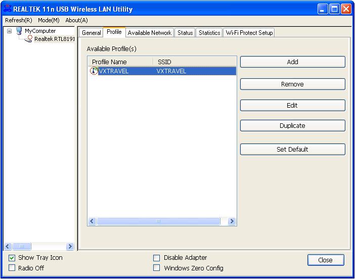 2 3 1 Add a new profile By this function you can setup the connection parameters for a specific wireless access point in