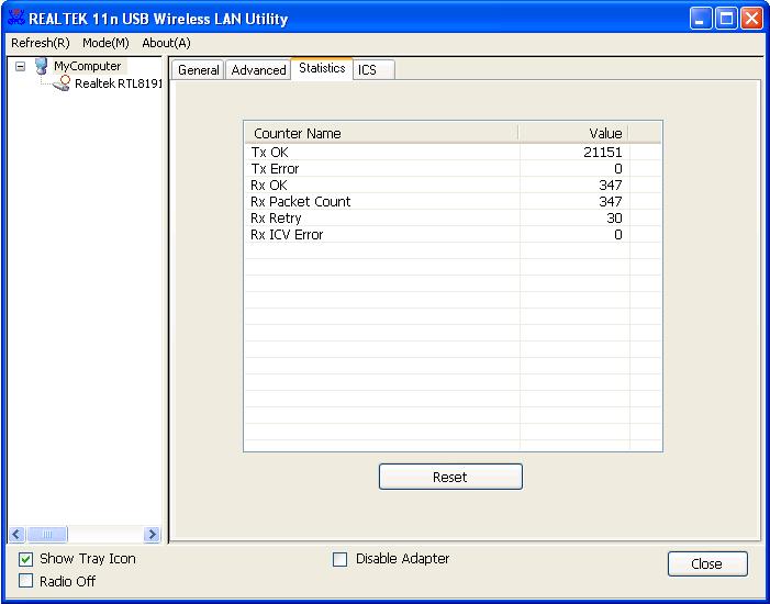 3 3 Wireless Statistics Select Statistics menu and the data statistics about software