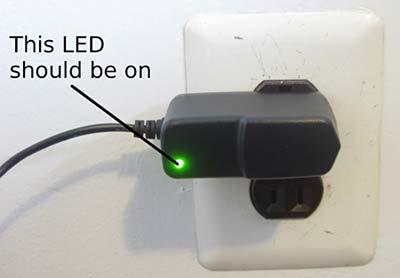 If the LED is not on, make sure the wall outlet is not controlled by a light switch.