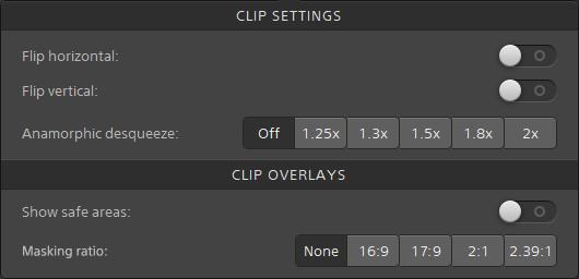 Editing clip settings Click the button above the video preview to edit clip playback settings.