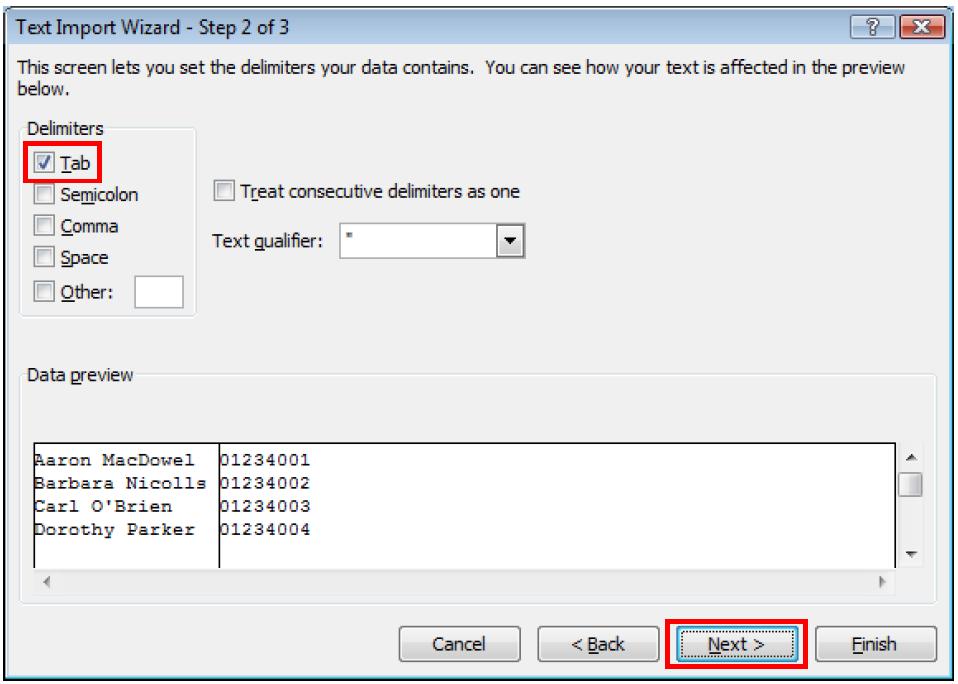 columns in Data preview, select Text in Column data format, and