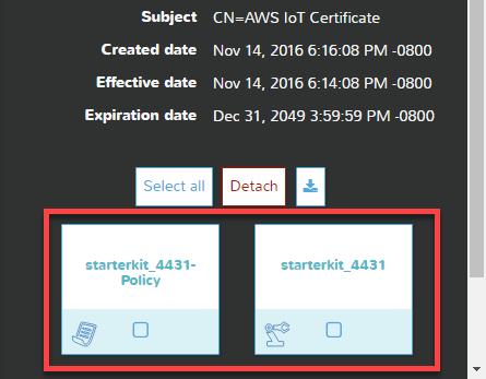 starterkit_0040) 19. Your setup in AWS IoT Console is now complete! 20.
