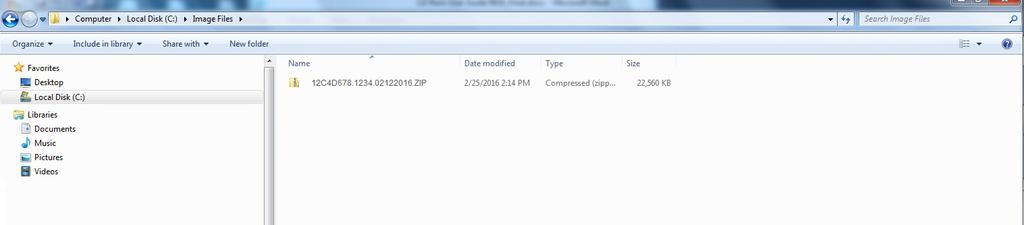 DOWNLOADED IMAGE FILE 1. Be sure the downloaded Zip file is located in a folder on your local PC.