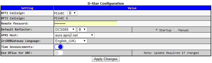 D Star settings: As you can see here is your callsign again, and it is already correct in this screen. Just select the D Star talkgroup you like to start with when you power up.