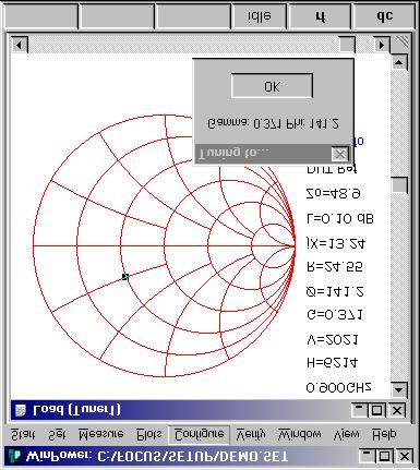 Figure 1: Load Pull DesignWindow DesignWindow can tune to a specific impedance using WinPower.