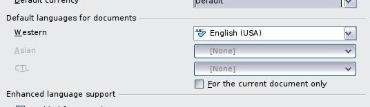 For all text: select this option to apply the specified language to all the document.