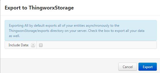 all data to ThingworxStorage (to prevent duplicating blog, wiki, stream, value stream, or data table data when imported). Instead, you must explicitly export Neo4j data to file.