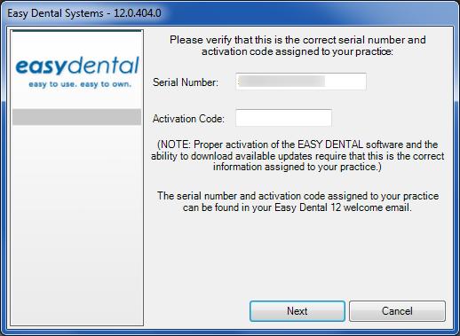 12 Easy Dental 12.1 You can register/activate your software by clicking Register Now. You can temporarily skip the registration/ activation process by clicking Register Later.