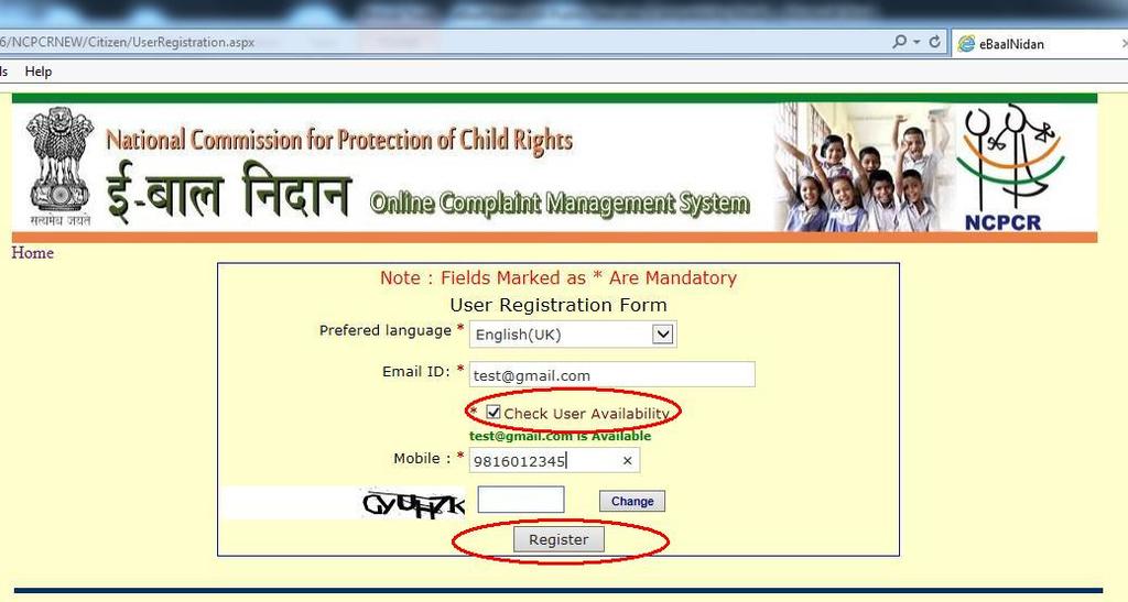 The individual or organisation who wants to register with this portal should have a valid email address with them.