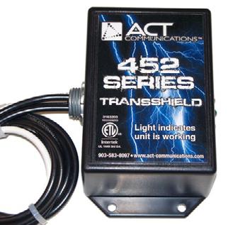 222 North Center Street Bonham, TX 75418 (903) 583-8097 ACT TransShield 452 P-Series Family A Wall Mounted Surge Protection Device FEATURES AND BENEFITS Weather-resistent perfect for outdoor