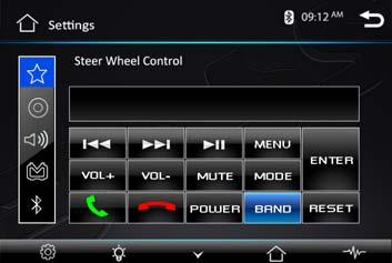 When all the buttons on the steering wheel and the corresponding button on the SWC interface complete setting, you can use the steering wheel button to operation the unit, such as in