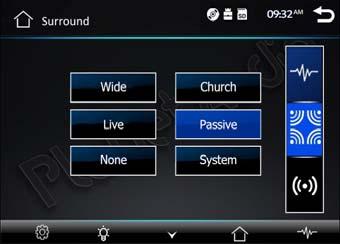 Sound Control Tap EQ button to show following interface Sound Effect Subwoofer Loudness Loud Cut off Freq: Tap
