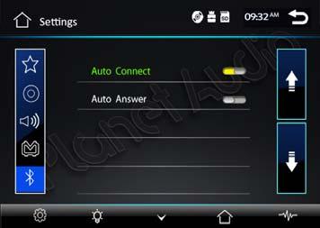 Settings Operation Bluetooth section Auto connect: select on/off Auto answer : select on/off Subwoofer Connect the subwoofer to the unit using sub output (see electrical diagram), tap menu on screen
