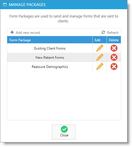 UpdateMyRecords.com 11 Form Packages Packages are how forms are grouped for sending to clients.