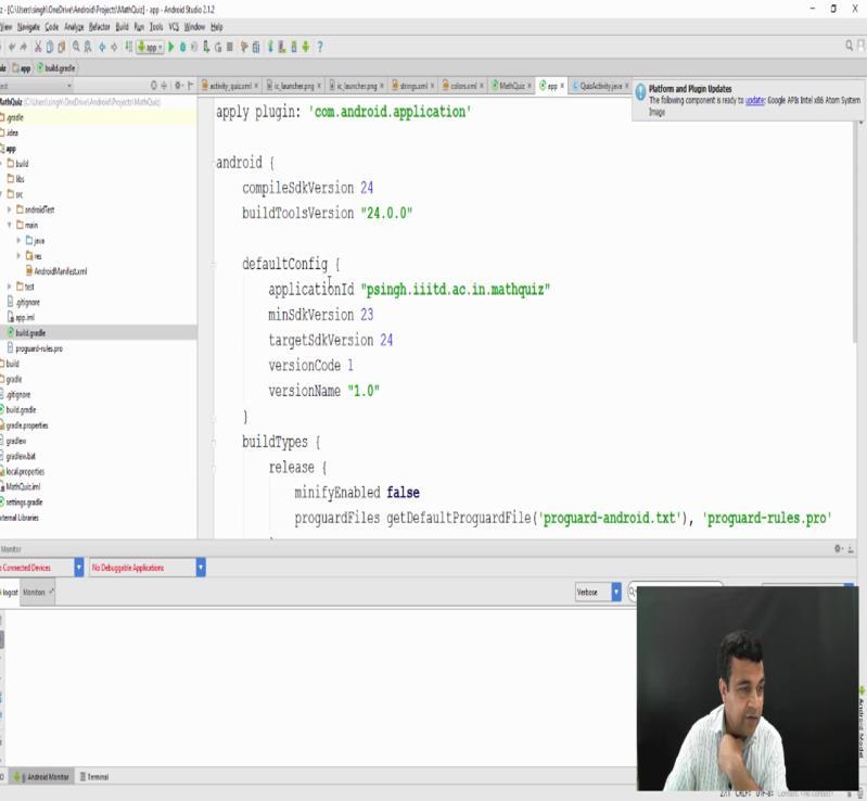 gradle as you see we can see the compiler version application ID